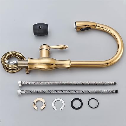 Modern Brass Pull-Out Kitchen Faucet