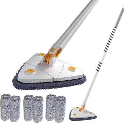 360° Spin Mop Cleaner With Triangular Microfiber Head And Extendable Handle