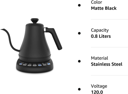 Electric Gooseneck Kettle With Temperature Control And Precise Pouring