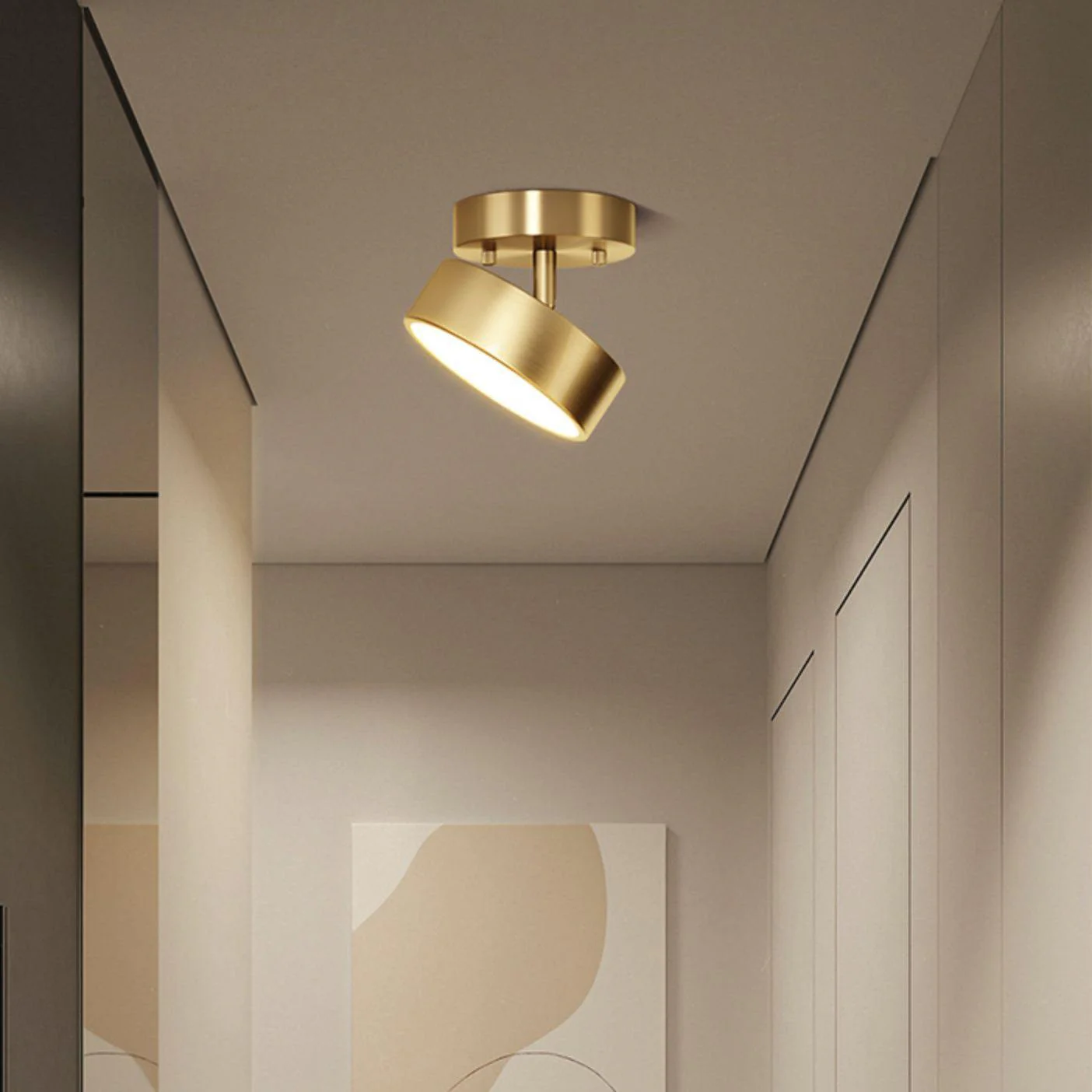 Minimalist Brushed Gold Ceiling Light