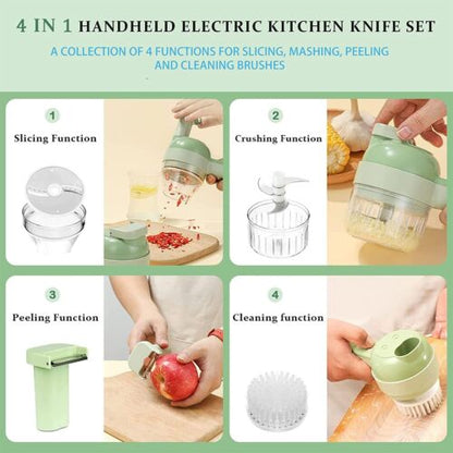 4-in-1 Electric Food Cutter with Chopping, Slicing, Shredding, Grating