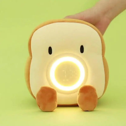 Plush Alarm Clock with Rechargeable Night Light and Phone Holder