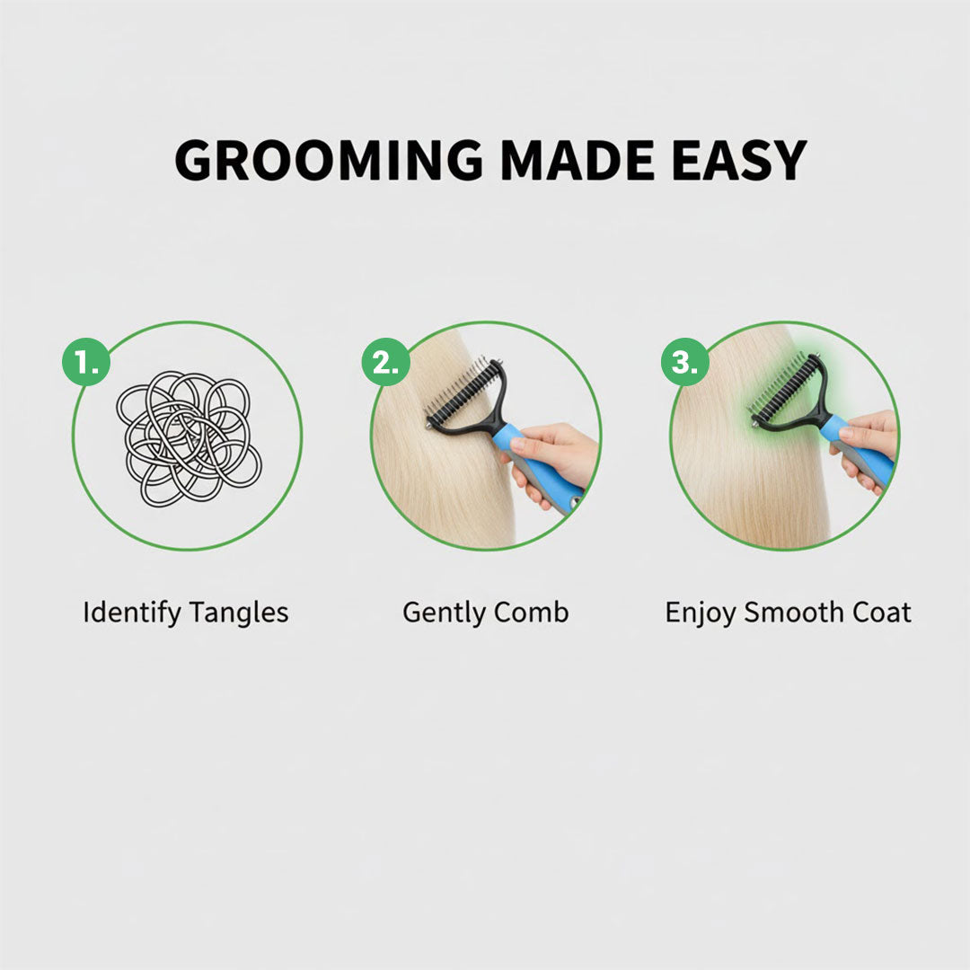 Two-Sided Detangling Pet Comb Stainless Steel Teeth for Cats Dogs