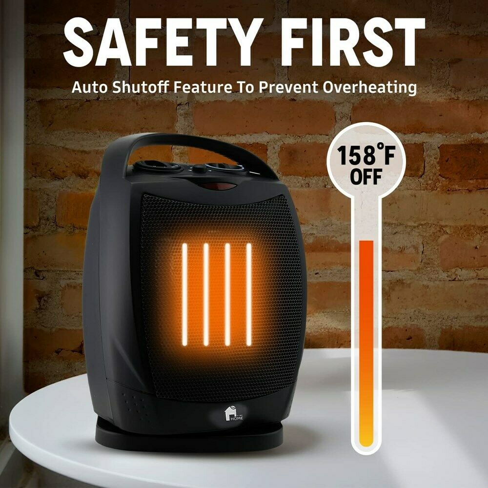 Portable Electric Space Heater Quiet Oscillating Fan with Thermostat