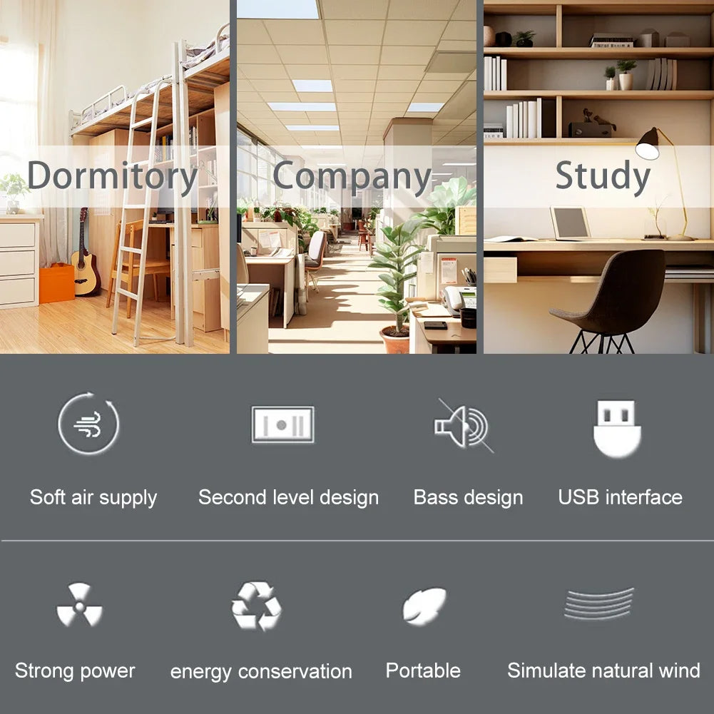 Mini USB Bladeless Desktop Air Conditioner Portable Cooler Fan