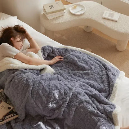 Cozy Fleece Lined Throw Blanket with Reversible Sherpa