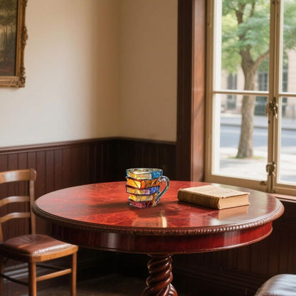 Handmade 3D Book Design Reading Mug - Unique Glass Gift for Book Lovers