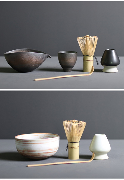 Traditional Japanese Bamboo and Ceramic Matcha Tea Set