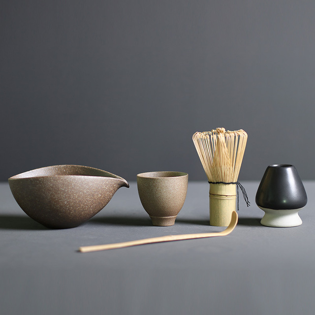 Traditional Japanese Bamboo and Ceramic Matcha Tea Set