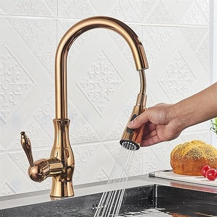 Modern Brass Pull-Out Kitchen Faucet