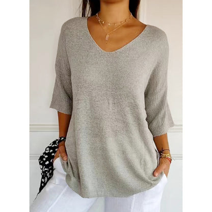 Pull Tricoté Col V Élégant | Aurélie™