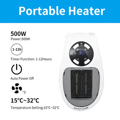Portable 500W Mini Electric Heater Compact Quiet Energy Saving