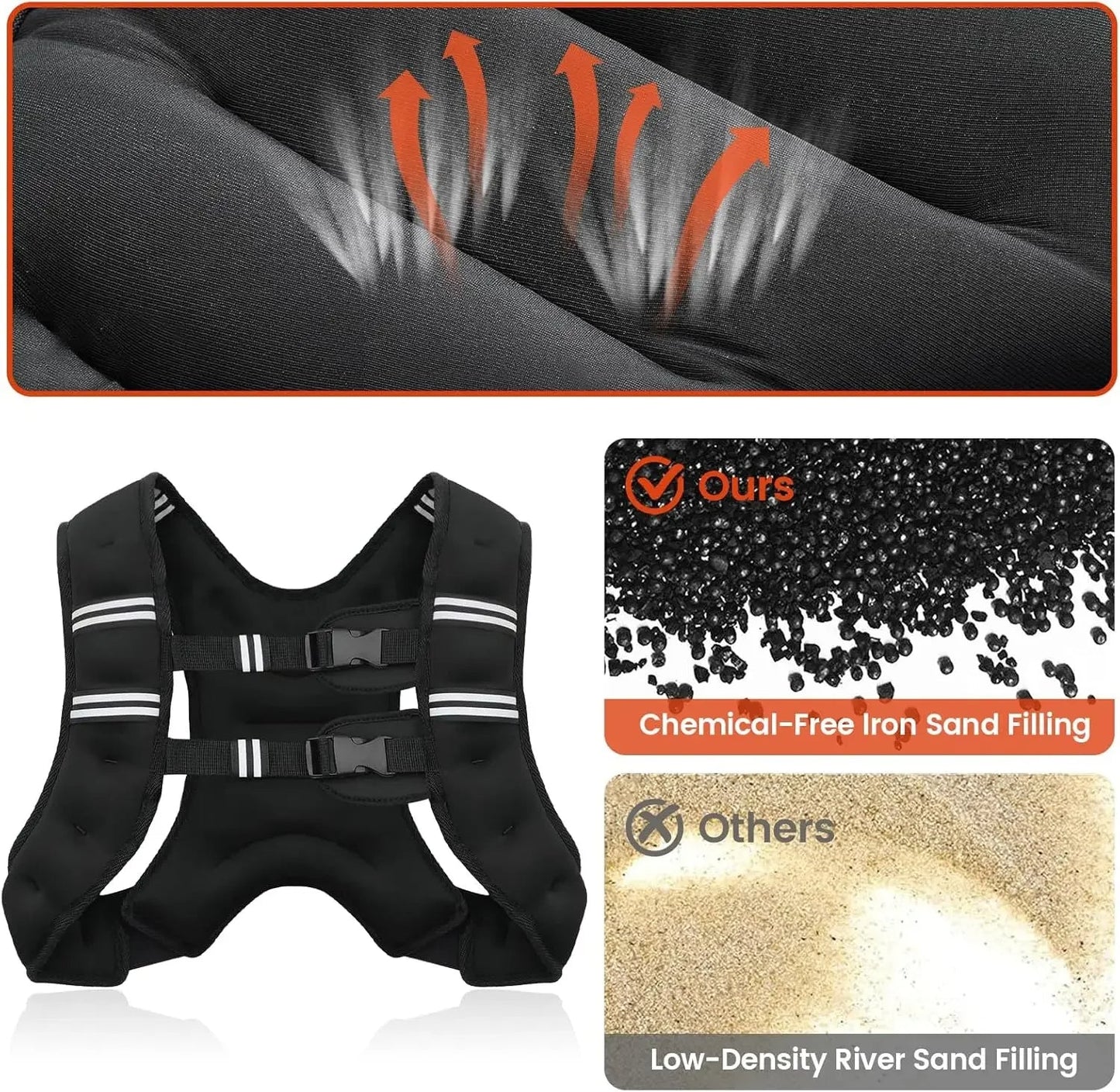 Adjustable Weighted Training Vest with Reflective Stripes for Running