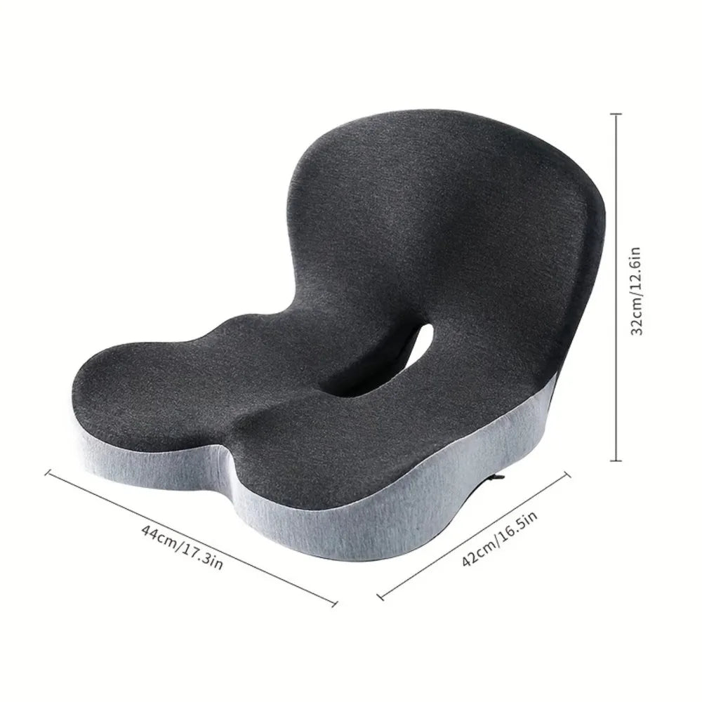 Memory Foam Lumbar Seat Cushion With Back Support and Anti-Slip Base