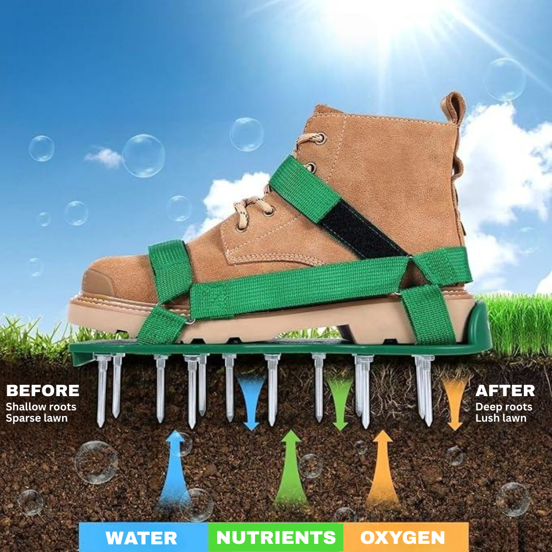 Lawn Aeration Shoes with Metal Spikes for Healthy Grass Growth