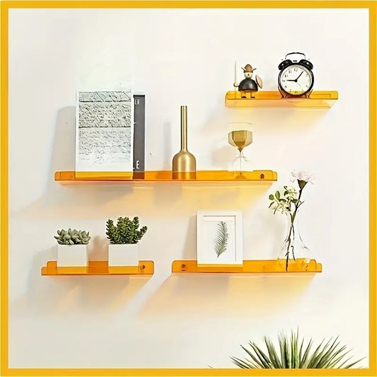 Acrylic Floating Shelf With Transparent Orange Design