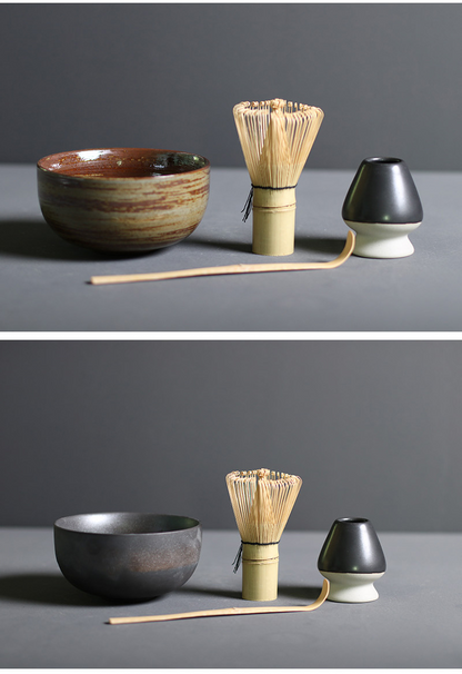 Traditional Japanese Bamboo and Ceramic Matcha Tea Set