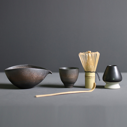 Traditional Japanese Bamboo and Ceramic Matcha Tea Set