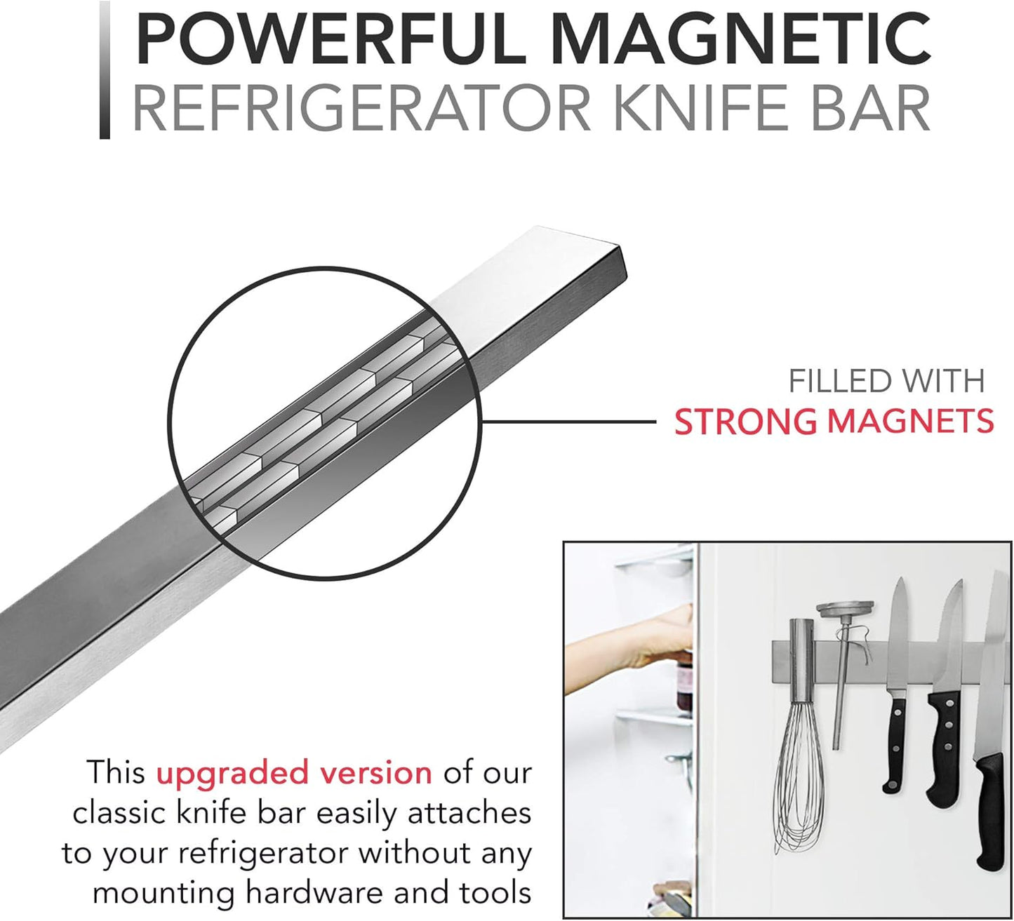 14 Inch Magnetic Stainless Steel Knife And Tool Holder For Kitchen