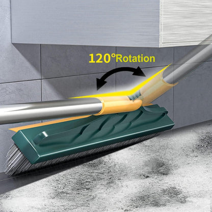 Floor Scrub Brush With Squeegee 51.4 Inch Handle Rotating Head