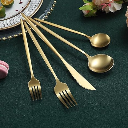 Minimalist Matte Gold Stainless Steel Cutlery Set