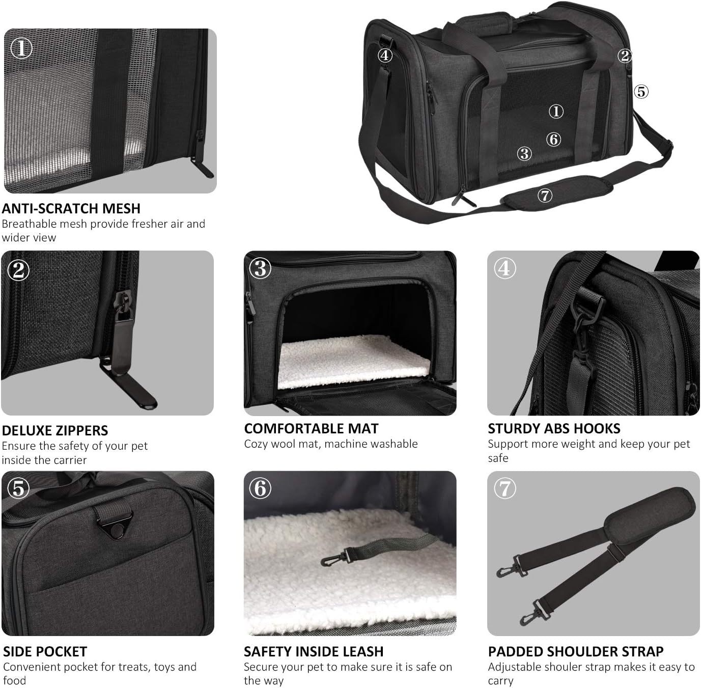 Dog Carrier Bag For Small Medium Cats Dogs Puppies Up To 15 Lbs