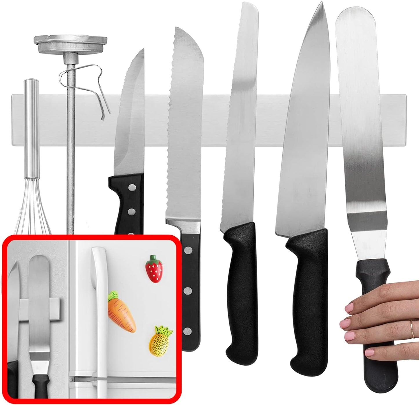 14 Inch Magnetic Stainless Steel Knife And Tool Holder For Kitchen