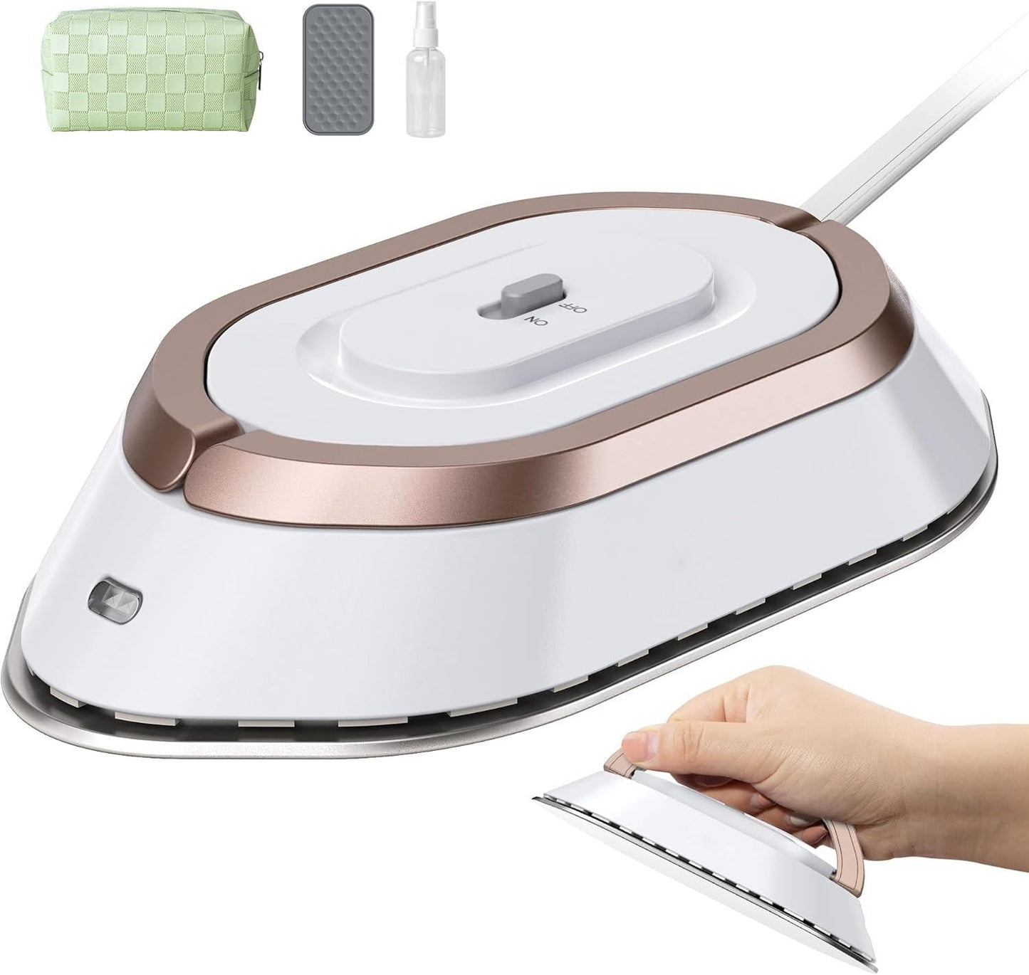 Portable Travel Iron With Diamond Ceramic Soleplate And Foldable Handle