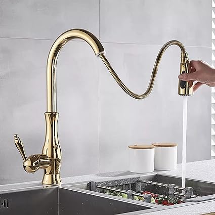 Modern Brass Pull-Out Kitchen Faucet