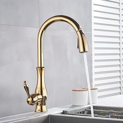 Modern Brass Pull-Out Kitchen Faucet