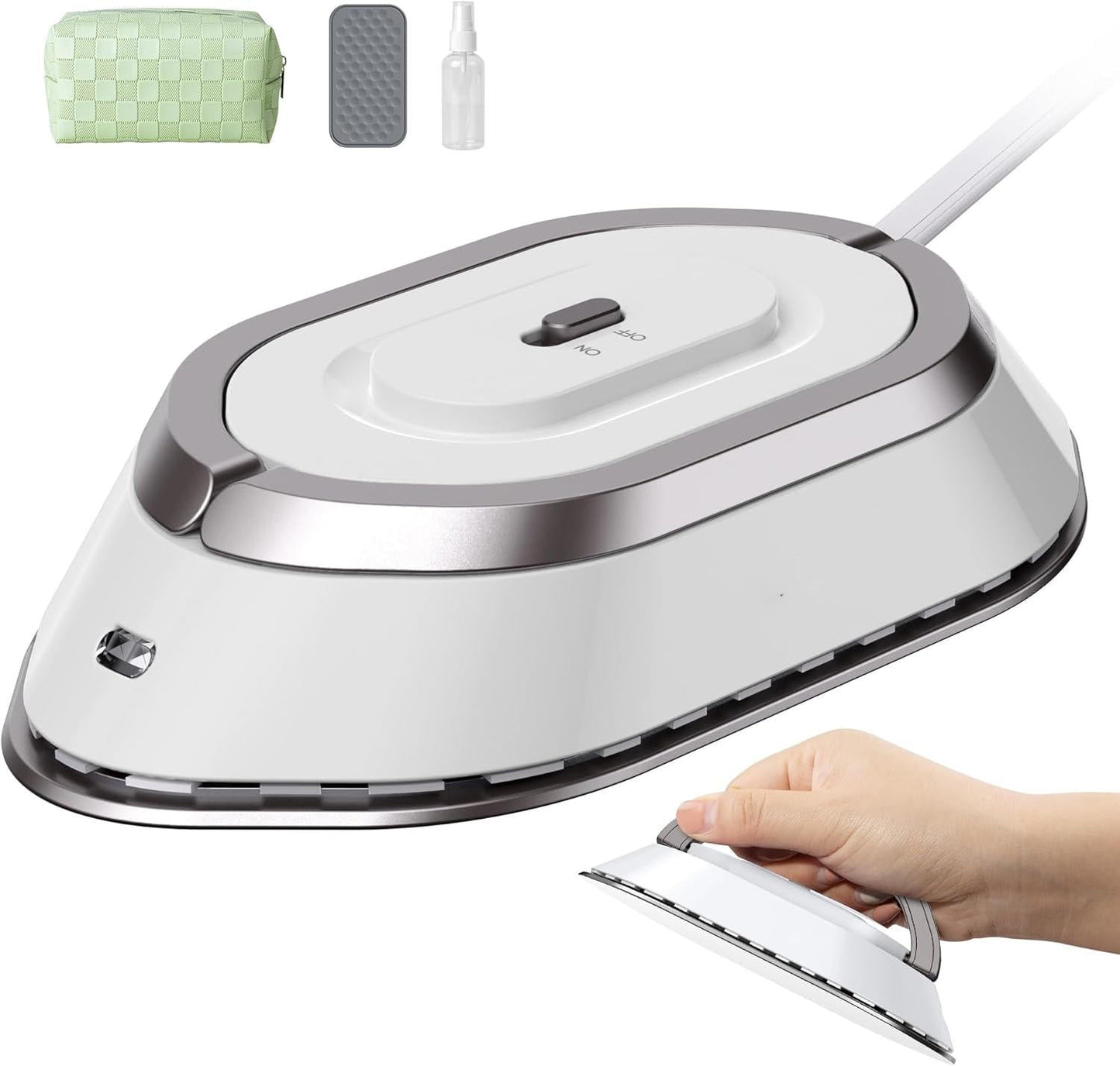 Portable Travel Iron With Diamond Ceramic Soleplate And Foldable Handle