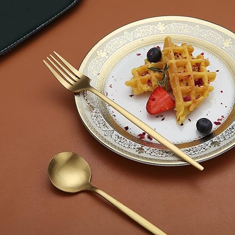 Minimalist Matte Gold Stainless Steel Cutlery Set