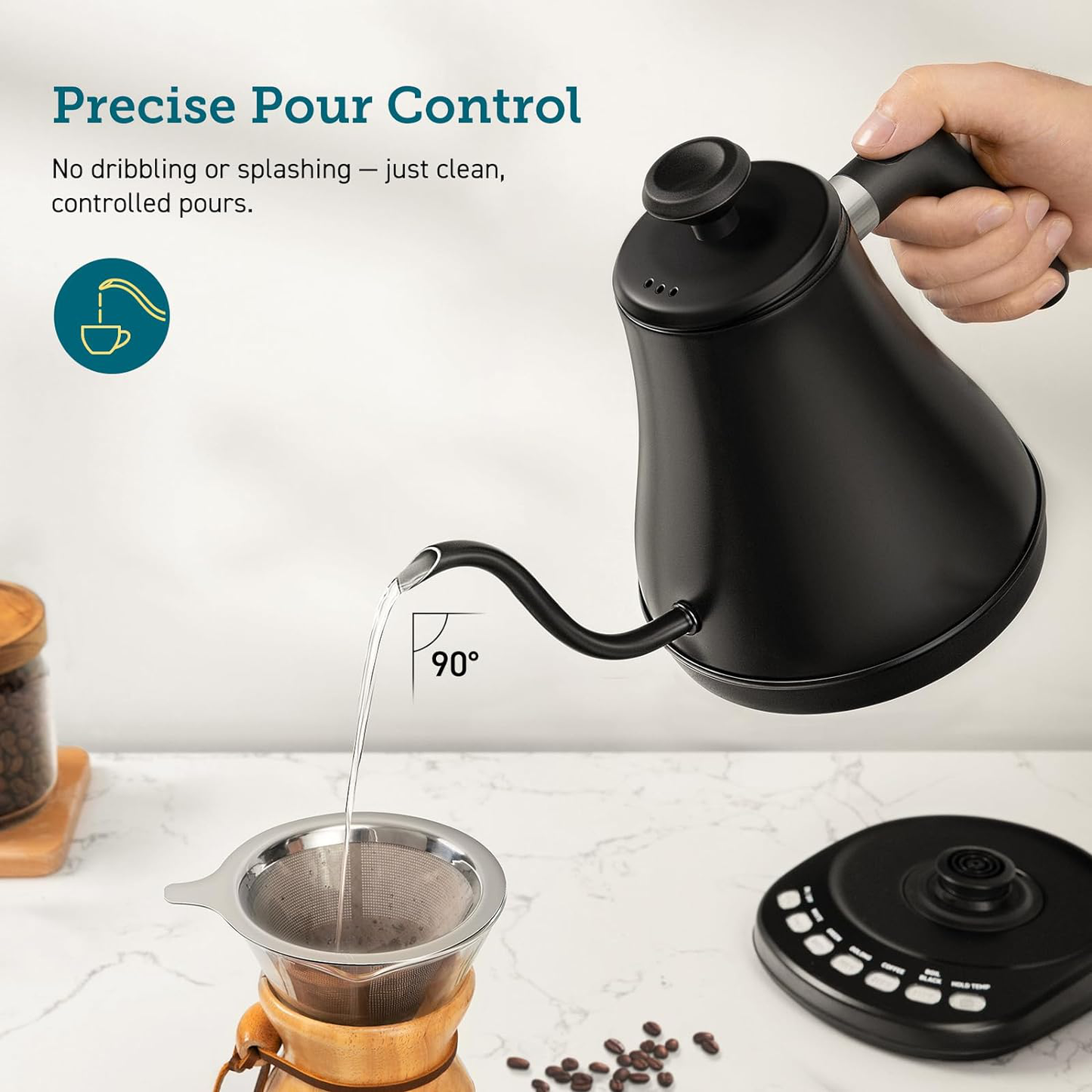 Electric Gooseneck Kettle With Temperature Control And Precise Pouring