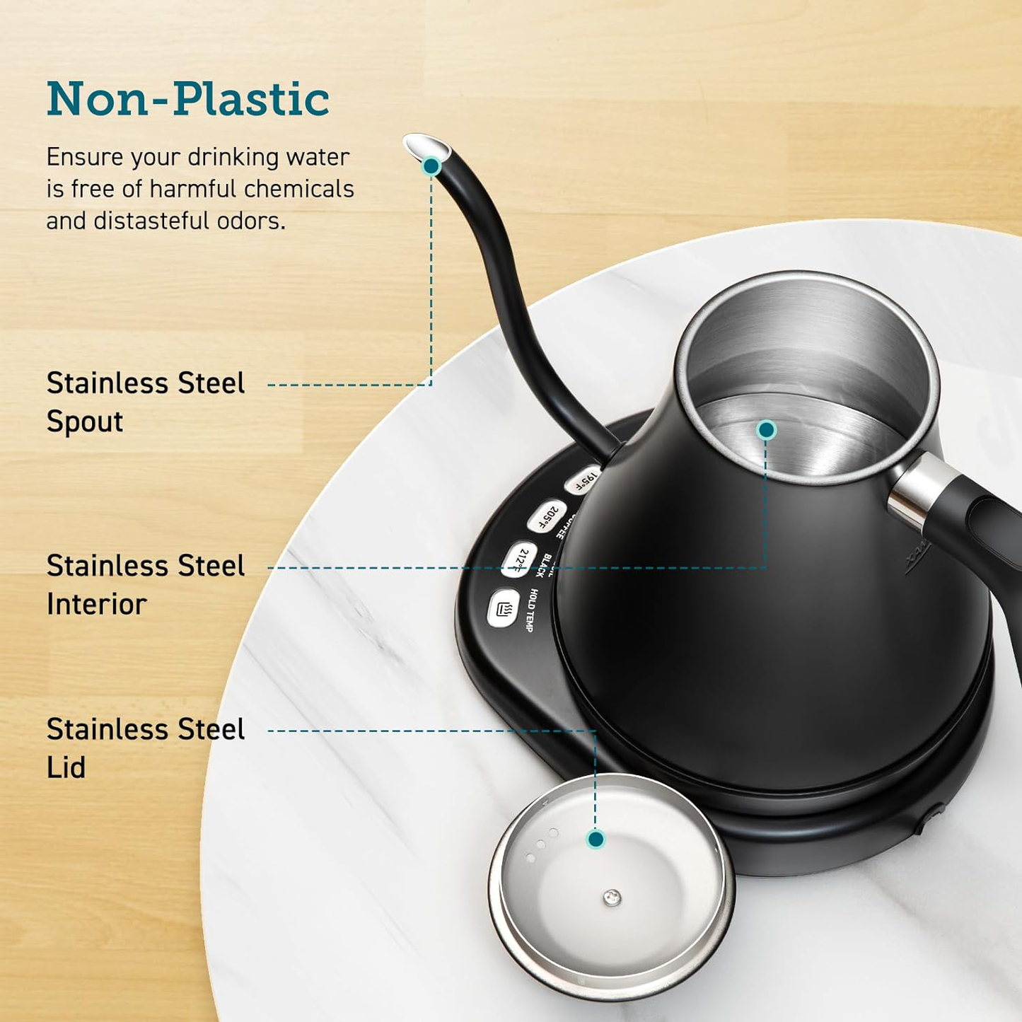Electric Gooseneck Kettle With Temperature Control And Precise Pouring