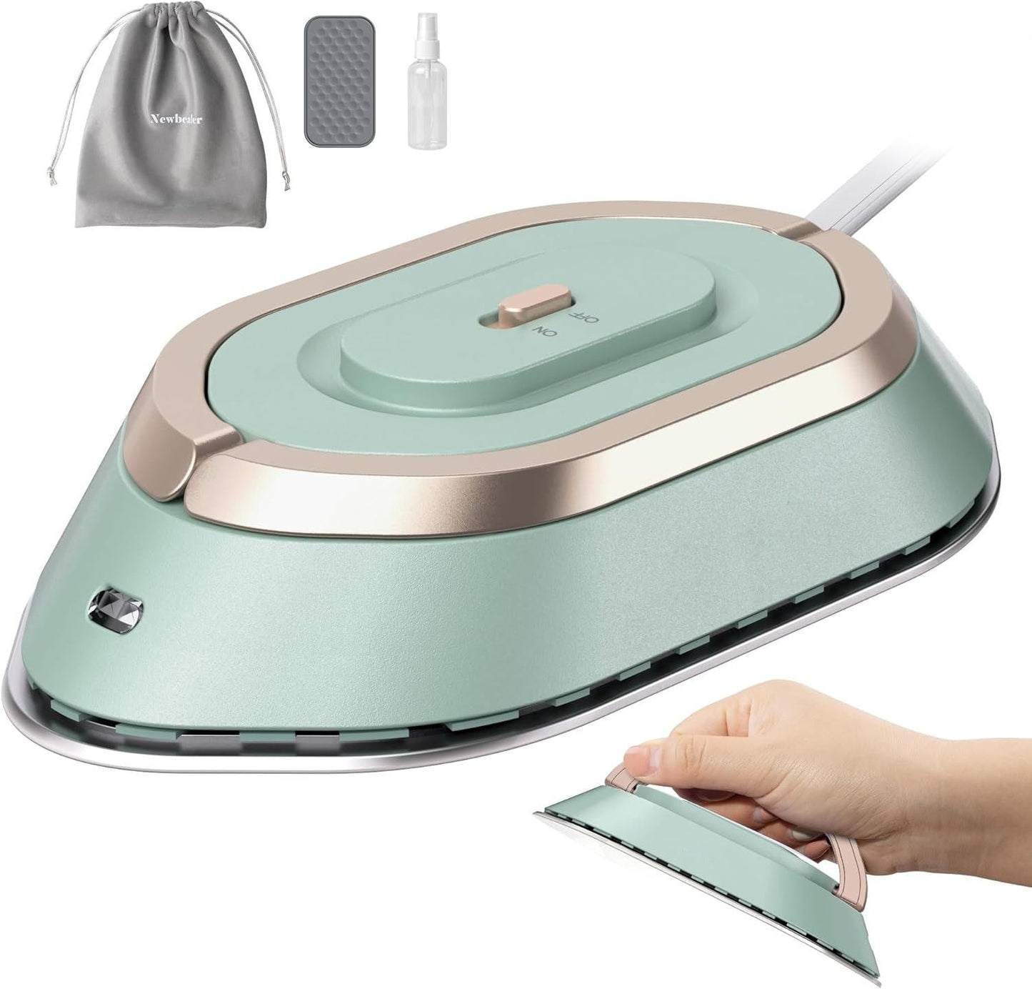 Portable Travel Iron With Diamond Ceramic Soleplate And Foldable Handle