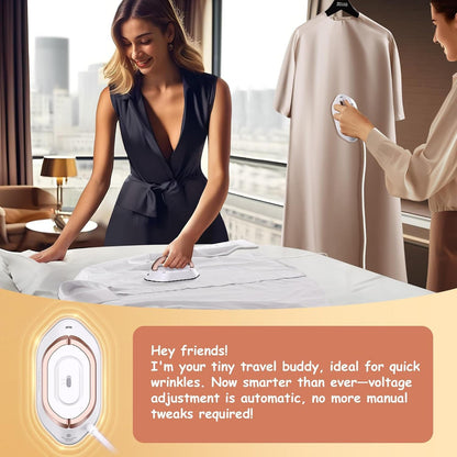 Portable Travel Iron With Diamond Ceramic Soleplate And Foldable Handle