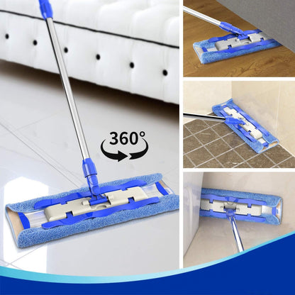 Adjustable Floor Mop with 360° Rotating Head and Washable Pads
