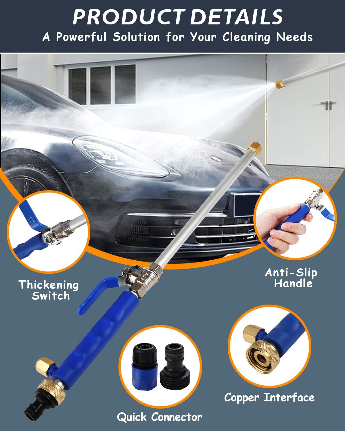 High-Pressure Washer Spray Nozzle With Fan And Jet Tips