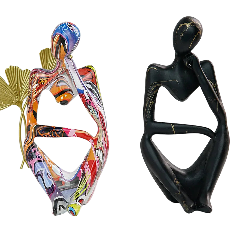 Graffiti Resin Figurine Set with Abstract Design