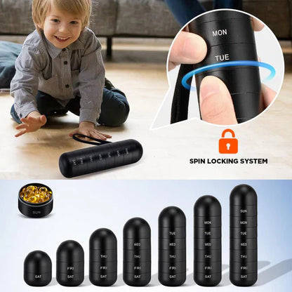 7 Days Aluminum Portable Pill Organizer Pill Box Travel Container