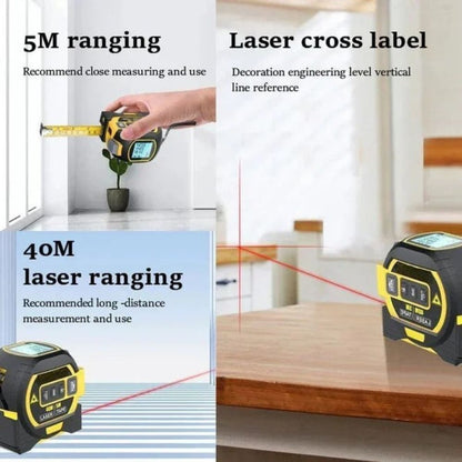 Infrared Laser Distance Meter 3-in-1 With Tape Measure and LCD Display