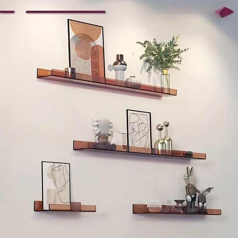 Acrylic Floating Shelf With Transparent Orange Design