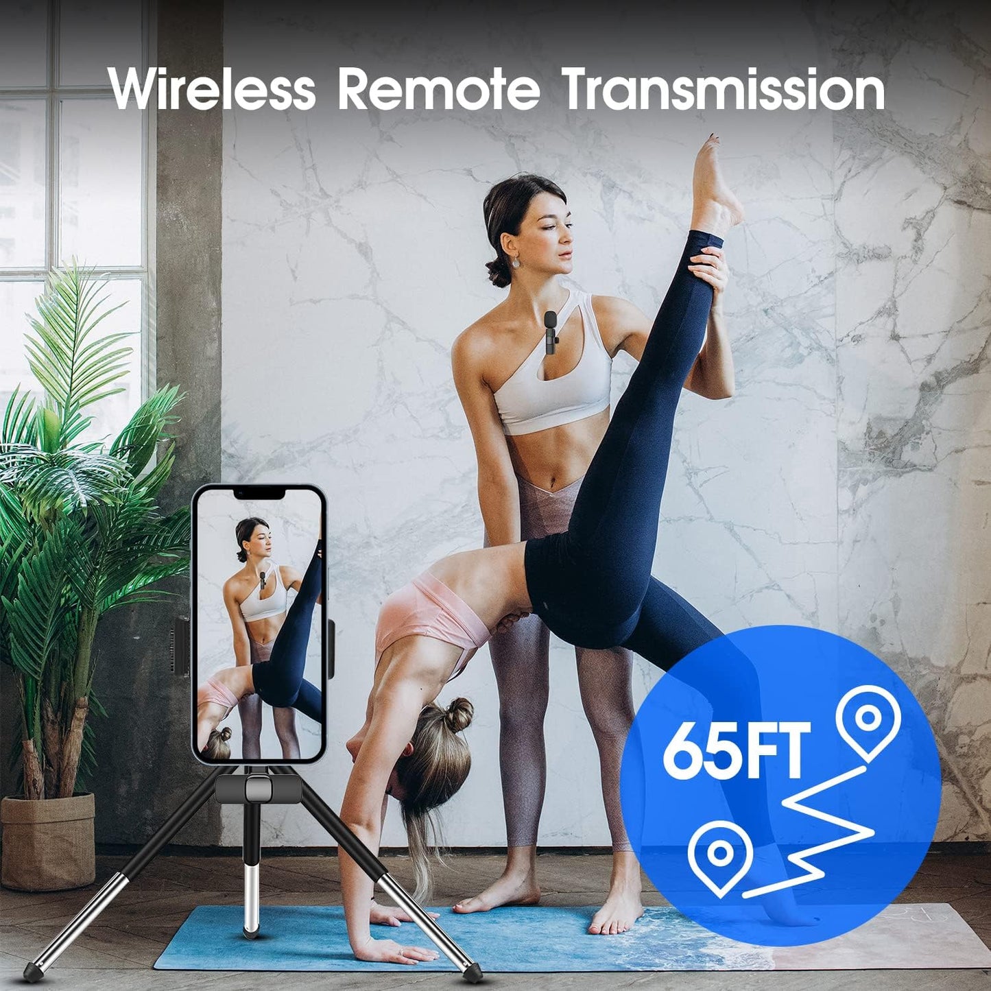 2 Pack Wireless Microphone System for iPhone iPad with Noise Reduction