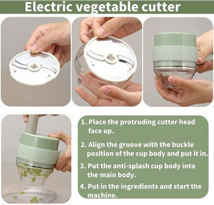 4-in-1 Electric Food Cutter with Chopping, Slicing, Shredding, Grating