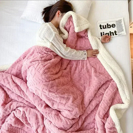 Cozy Fleece Lined Throw Blanket with Reversible Sherpa