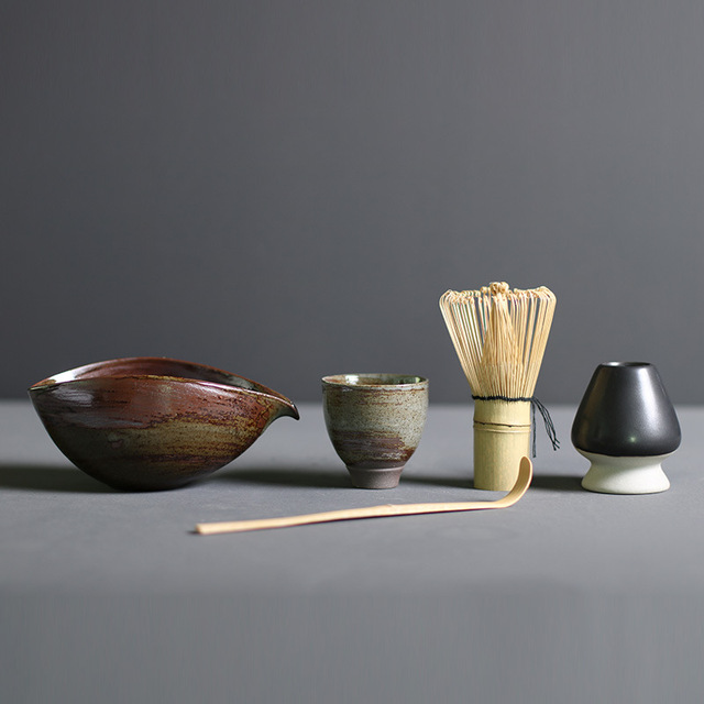 Traditional Japanese Bamboo and Ceramic Matcha Tea Set