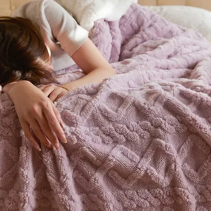 Cozy Fleece Lined Throw Blanket with Reversible Sherpa