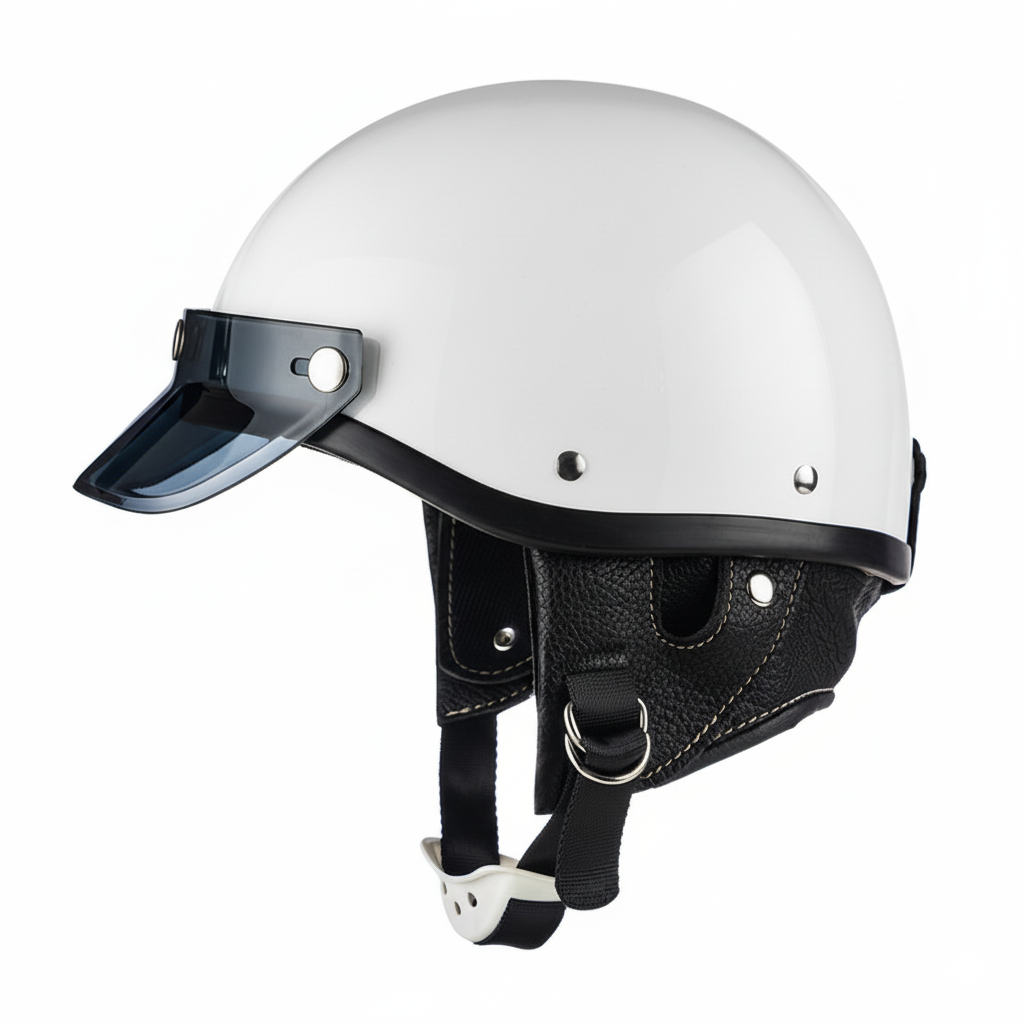 Vintage Half Open Motorcycle Helmet with Tinted Visor