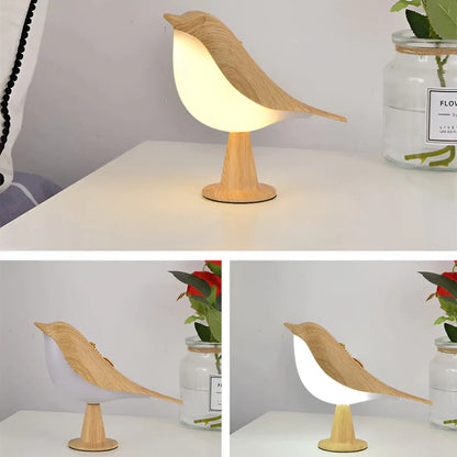 Minimalist Bird-Shaped Wooden Table Lamp