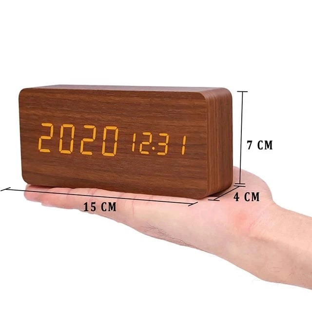 Digital LED Alarm Clock With Voice Control USB Rechargeable Smart Display
